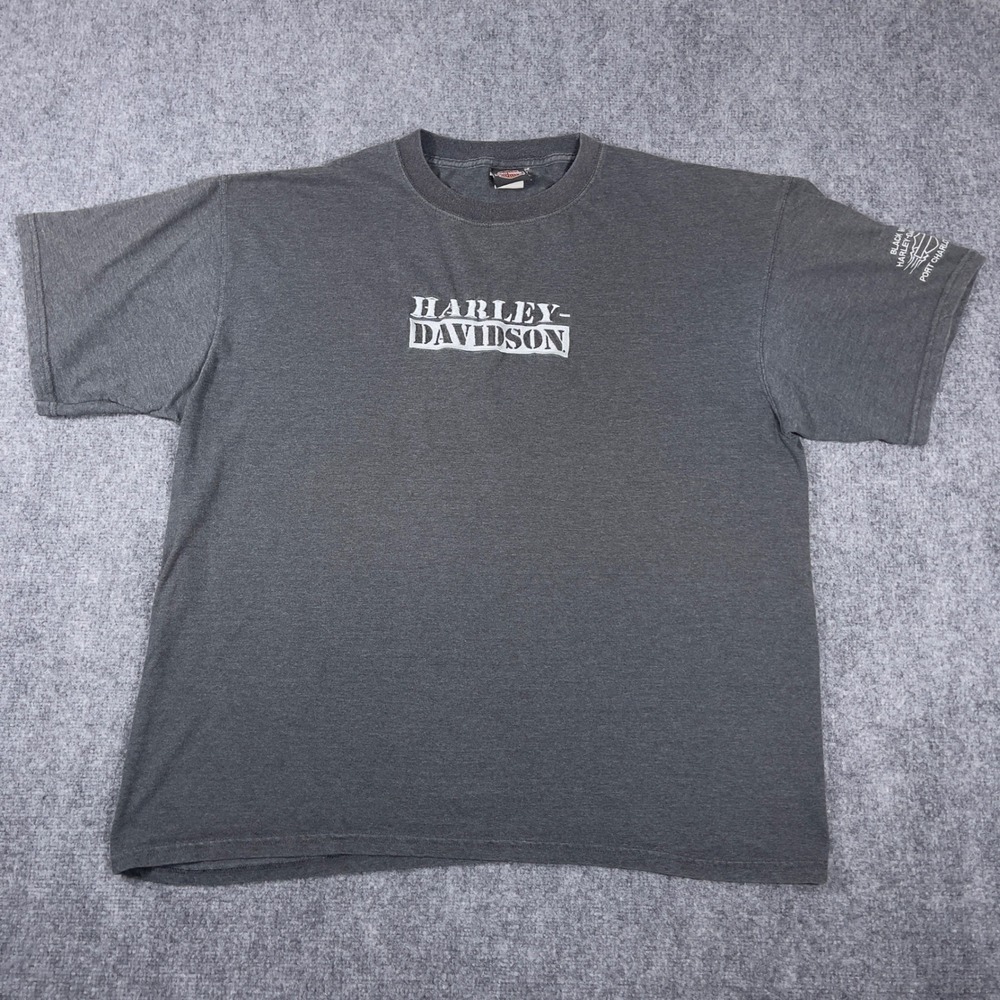 Vtg Harley Davidson T-Shirt Mens 2XL Gray Black Widow Port Charlotte FL
